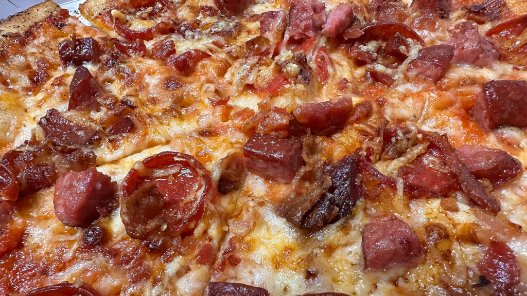 Meat lovers pizza fire bread