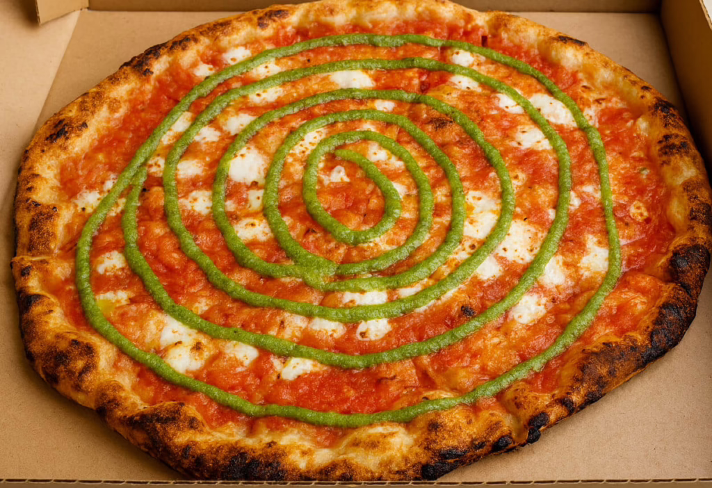 pesto sauce on pizza