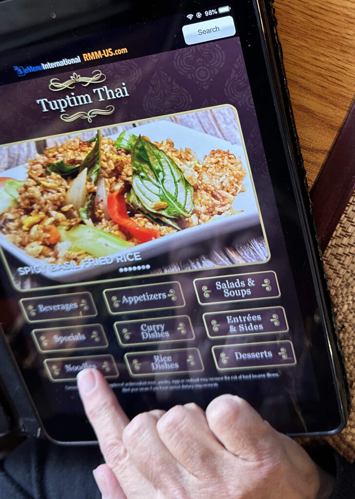 Ordering tablet at TupTim Thai