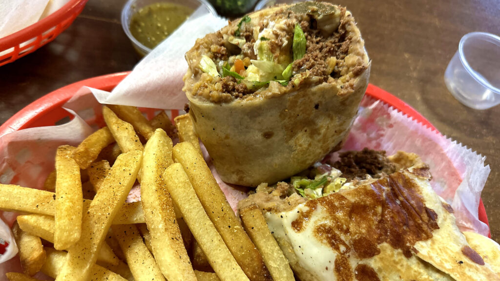 Burrito at tacos don pancho