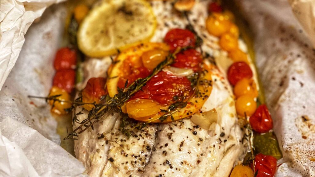 Red snapper in parchment paper